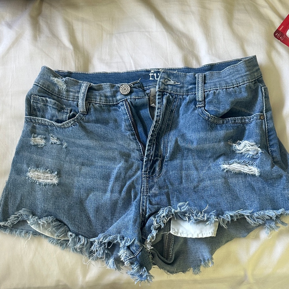 Refuge Distressed Blue Jean Shorts
